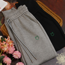 Very rare and comfortable 2022 new summer grey sports casual swepants women high waist bunches kharenpants