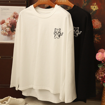 Wearing a narcissistic single through the bottom can all be in front of a short rear long white T-shirt female long sleeve loose inner lap.