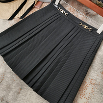 You just lack such overskirts anti-slip gray stripes pleated skirt women's high waist A- shaped skirt