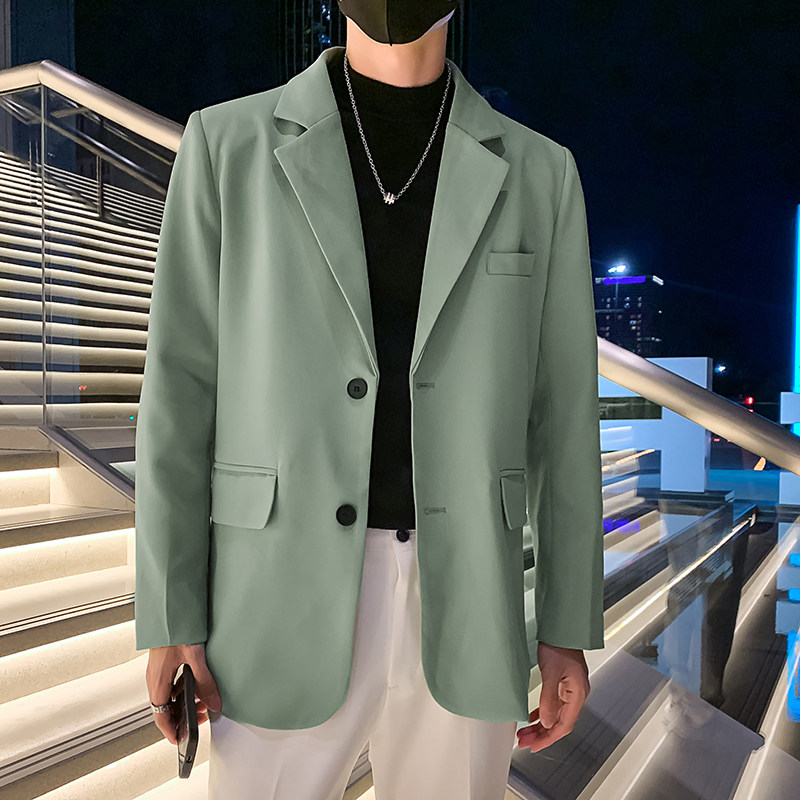 Fall Casual Western Suit Suit Men Trends Ruffin and Suit Jacket Loose Port Wind Pendant Korean version lightly cooked