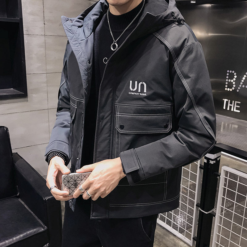 90 suede white duck suede men thickened with warm down clothes 2021 new winter upright collar light and thin jacket short tide