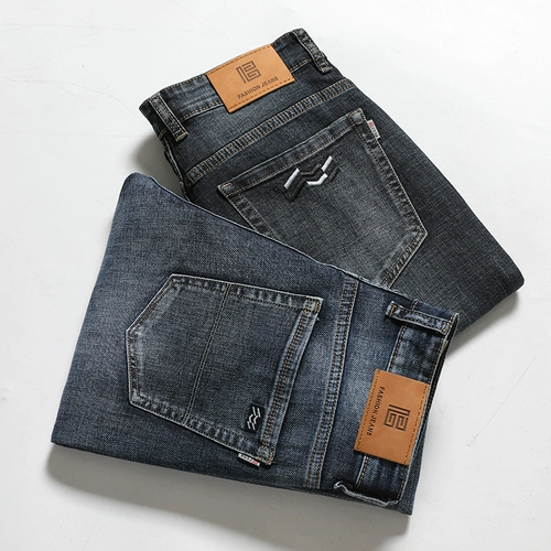 Демисезонные джинсы для отдыха, рабочие штаны, средняя посадка, свободный прямой крой