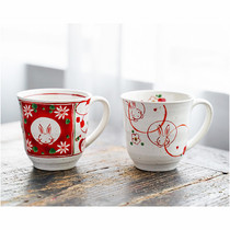 Japanese imported beauty thick burning Wind Flower Snow Rabbit Japanese rough pottery hand made mug couple Cup wedding housewarming gift