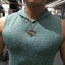 Mens summer exercise fitness training quick-drying sleeveless hooded vest high-bounce breathable running basketball tight-fitting shoulder