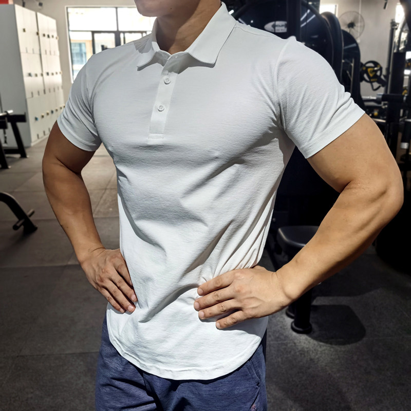 Sports Fitness POLO Jersey Man Summer Turn Collar Short Sleeve T-shirt Speed Dry Breathable private coaching Workwear Custom