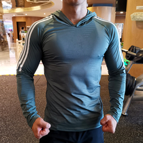 Sports hooded long-sleeved T-shirt mens autumn quick-drying breathable stretch tights Training clothes Running fitness sweatshirt