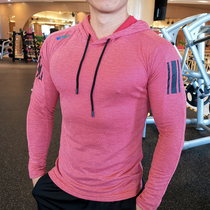 Spring and autumn fitness clothes Mens loose quick-drying long-sleeved elastic breathable sweat-absorbing hoodie sports running sweater training clothes