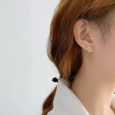 Cat's eye stone earrings 2021 New Korean temperament Net red earrings female sterling silver simple small earring jewelry tide