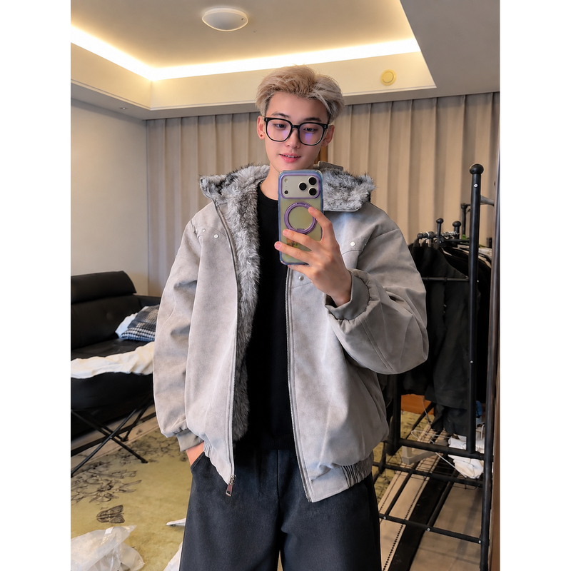 Wolf King Mountain Eagle Winter Hot-Selling Thickened down Cotton Jacket for Men, Warm High-End Heavy-Duty Pu Leather Cotton Coat Wolf King Mountain Eagle Winter Hot-Selling Thickened down Cotton Jacket for Men, Warm High-End Heavy-Duty Pu Leather Cotton Coat