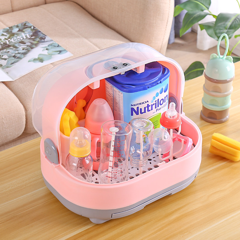 Baby bottle storage box with lid dustproof drainage dry bottle rack baby products storage box bottle shelf