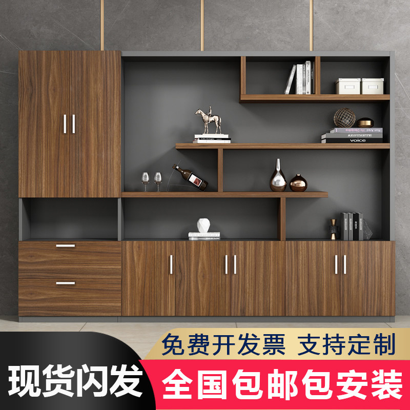 Office file cabinet wooden boss background information cabinet file cabinet bookcase with lock cabinet storage cabinet storage cabinet