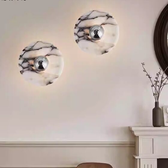 Borgley Wall Lamp Purple Natural Marble Hotel Living Room Bedroom Corridor Entrance Wabi-Sabi Style Charging Without Wiring
