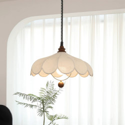 French-Style Retro Restaurant Chandelier, Retractable Bar Counter, Bedroom, Study, Balcony, Tea Table, Living Room, Cream-Style Fabric Chandelier
