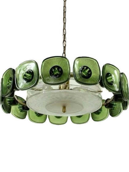 Nordic Post-Modern Light Luxury Living Room Dining Room Lamp Main Bedroom Crystal Lamp French Green Glass Chandelier
