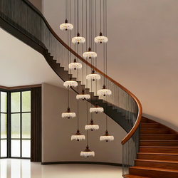 Staircase Chandelier 2026 New Model, Mid-Century Style, Elegant and High-End, Cream Style Water Drop Loft Duplex Open Space Long Chandelier