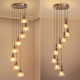 New Chinese medieval style stair chandelier, hollow duplex floor stairwell chandelier, long line simple wood art chandelier
