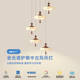 Staircase Pendant Light in Mid-Century Style with Fabric Design, Suitable for Duplex Villa Living Room, High-End and Elegant, with a Sense of Grandeur, Sino-Style Aesthetic Hall Light