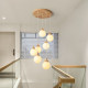 Wabi-Sabi Style Loft Staircase Chandelier, Staircase Light, Long Chandelier, Duplex Apartment, Mezzanine Restaurant, Nordic Wood Lighting Fixtures