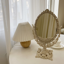 Not greasy girl heart * Korean retro carved love Oval makeup mirror vanity mirror for student dormitory fairy