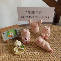 Girl heart * ins cute mini raise hand pig desktop photo clip Japanese and Korean pig desktop ornaments message holder
