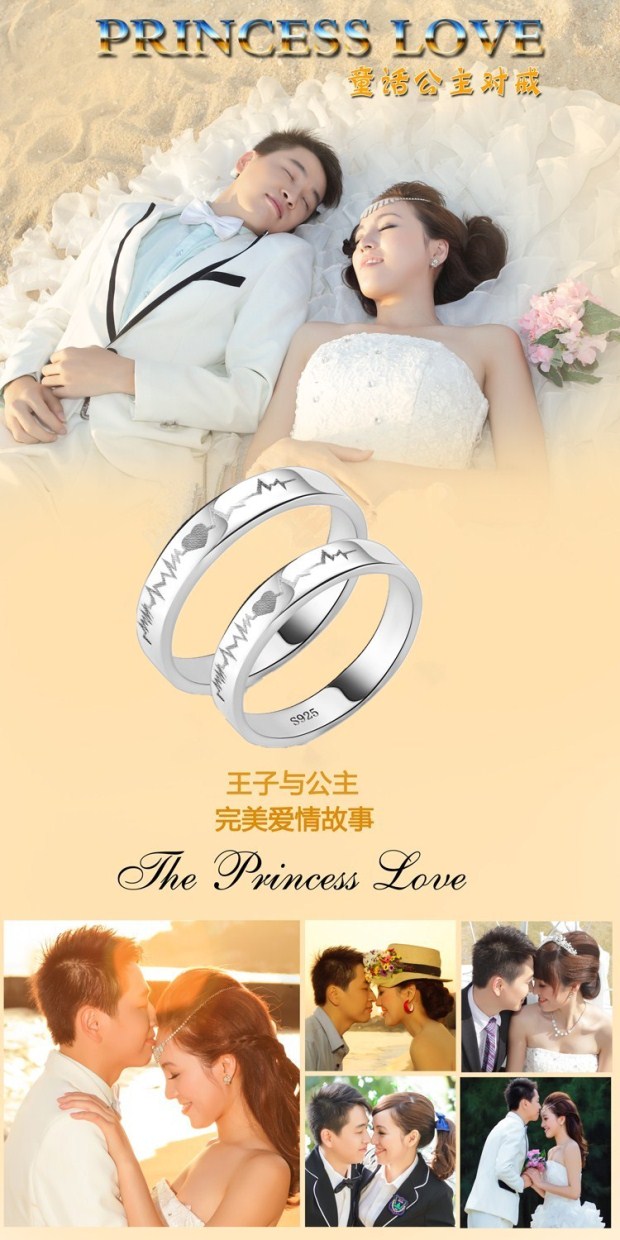 S925 sterling bạc đồ trang sức đôi vợ chồng nhẫn nam và nữ mở miệng sinh viên đơn giản nhà máy chữ trực tiếp nhẫn trọn nam vàng 18k
