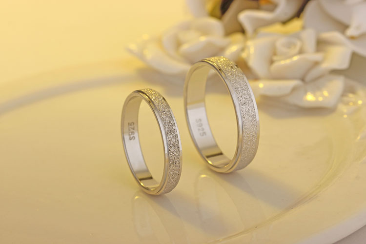 S925 sterling bạc nhẫn đôi nam nữ đơn giản chà bạc sterling sinh viên Hàn Quốc tốt nghiệp cặp kỷ niệm nhẫn kim cương nam pnj