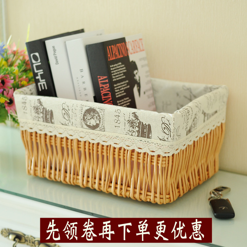 Storage Basket Rattan Storage Basket Dirty Clothes Basket Toy Storage Desktop Kitchen Snacks Sundries Box Wicker Fabric Art