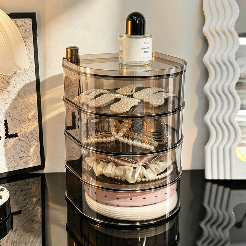 Hair Accessory Storage Box, Large Capacity Hair Tie Organizer, Dust-Proof Box for Hair Accessories, Desktop Rotating Clip Holder, Hairband Display Stand Hair Accessory Storage Box, Large Capacity Hair Tie Organizer, Dust-Proof Box for Hair Accessories, Desktop Rotating Clip Holder, Hairband Display Stand
