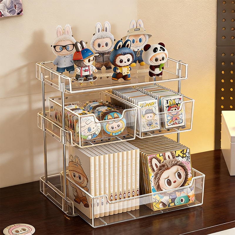 Acrylic Display Stand with Drawer-Style Badge Holder, Transparent Small Display Cabinet for Collectibles Acrylic Display Stand with Drawer-Style Badge Holder, Transparent Small Display Cabinet for Collectibles