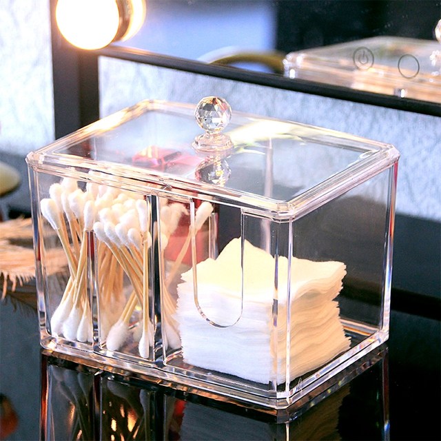 Yajule cotton swab storage box desktop dressing table cosmetics dust-proof lipstick transparent acrylic
