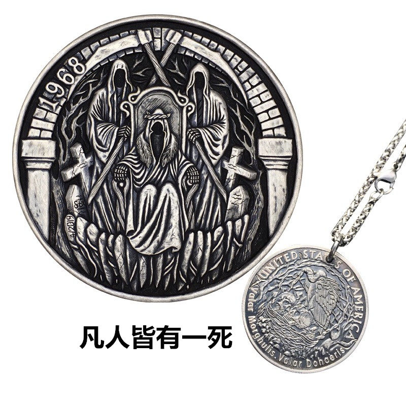 Game of Thrones Thousand-faced God“Mortals have a death”Coin Vintage Art Punk pendant necklace Europe