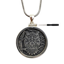 999 Silver Owl Athena Retro Necklace Coin Original Mens Tide - and - Antique Pending Personality
