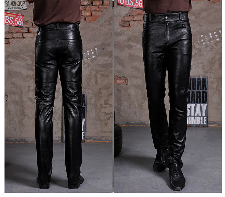 Pantalon cuir homme droit peau de chèvre pour hiver - Ref 1476875 Image 24