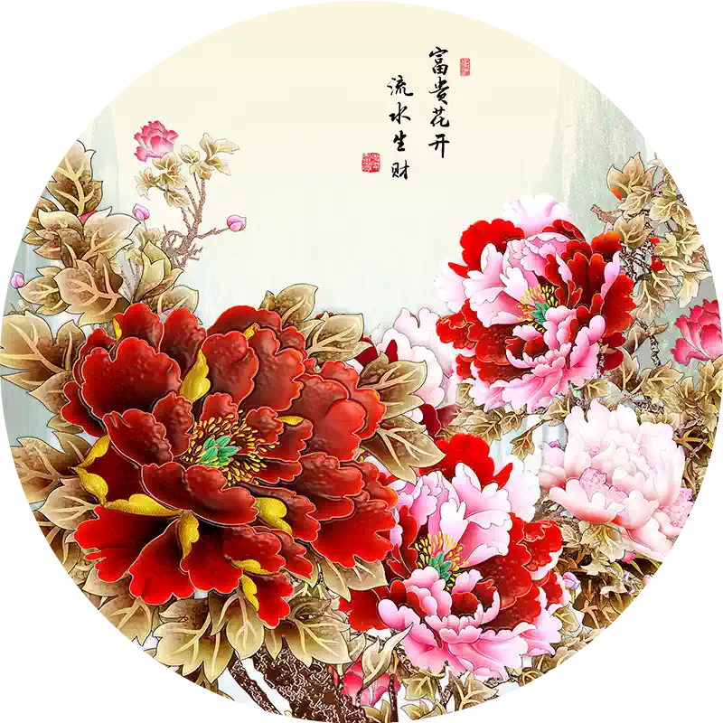 花开富贵牡丹花十字绣2026年新款线绣客厅手工刺绣玄关小件新中式-淘宝