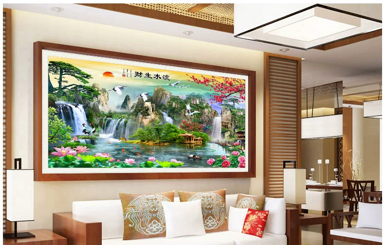 Cross-stitch thêu 2019 phòng khách mới sơn cảnh quan phong cảnh một cách đáng kể việc kiếm tiền chảy thêu khâu đầy đủ 2018 - Công cụ & phụ kiện Cross-stitch