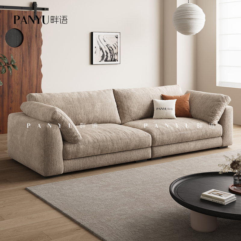 Rhein Sofa for Small Apartments, Chenille Living Room Straight-Row Sofa, Removable and Washable Sofa, Wabi-Sabi Retro Style Cotton and Linen Sofa