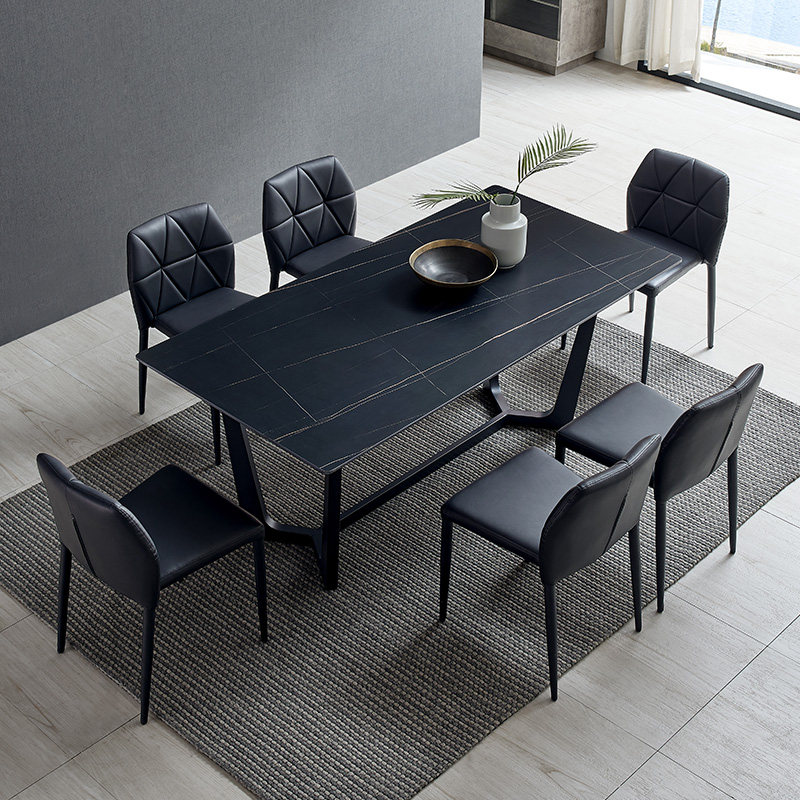 Imported rock slab dining table Small-sized household dining table modern minimalist dining table and chair combination Nordic marble dining table