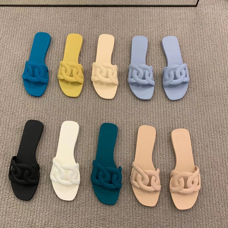 H Brand Slippers, New Summer Model, Pig Nose Non-Slip Slippers for Women, Outdoor Soft Flat Beach Shoes, Jelly Sandals for Women