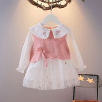 Girls Set 2021 New Baby Autumn Little Girl Dress Spring and Autumn Long Sleeved Children Princess Dress Two-Piece Set