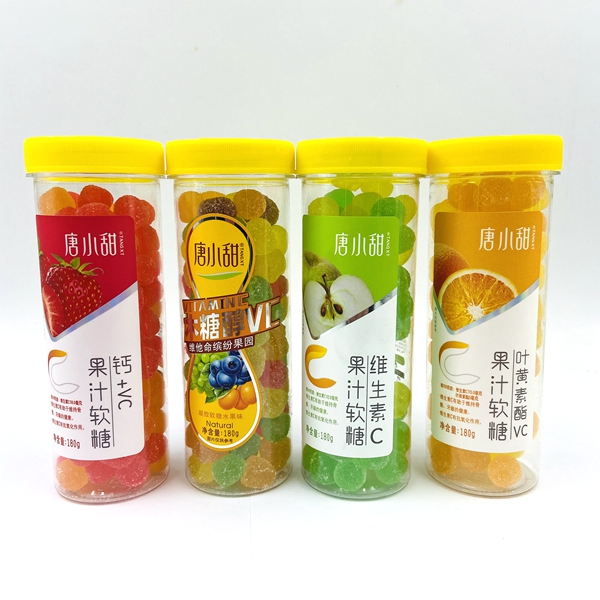 Tang Xiaotian Xylitol VC Calcium Gummy Juice Candy Children's Gel Gummy Fruit Flavor Candy 180g Can