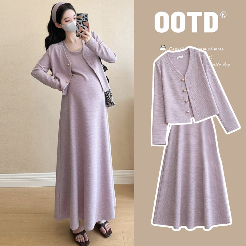 Maternity Autumn Dress Set, Fashionable and Trendy Maternity Wear, Loose and Slimming Tank Top Dress for Women Maternity Autumn Dress Set, Fashionable and Trendy Maternity Wear, Loose and Slimming Tank Top Dress for Women