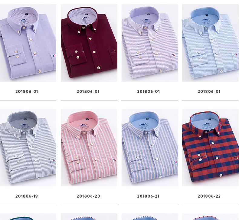 Áo sơ mi cotton oxford nam dài tay trung niên kinh doanh kẻ sọc rộng bông cộng với phân bón áo XL mua áo sơ mi