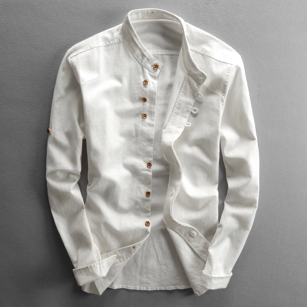 Shirt, retro long-sleeve, Chinese style, cotton and linen, sun protection, plus size