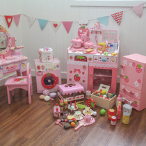 Childrens wooden house simulation kitchen toy set baby boys and girls cooking and cooking kitchenware birthday gift