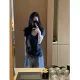 Сексуальная хлопковая короткая приталенная футболка с коротким рукавом, в американском стиле