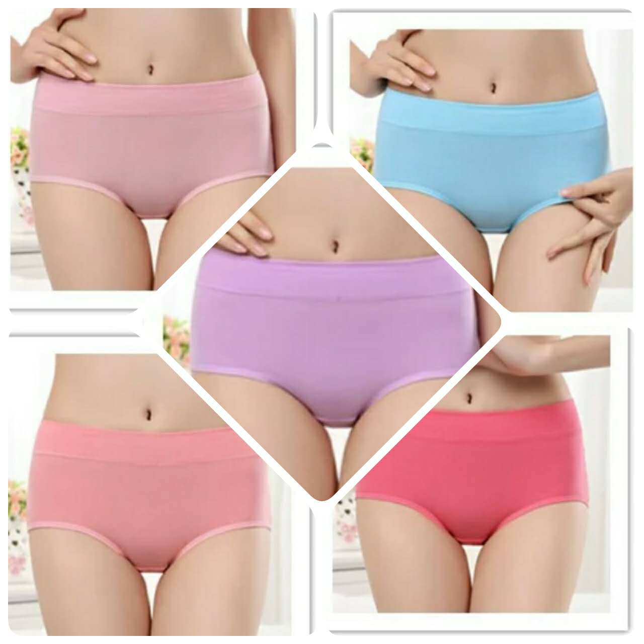 5 miếng bông vải cotton 100trong đồ lót già womens trung eo đô thị đang lớn Liren womens đồ lót