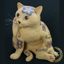 Cute Yellow Kitty Ceramic Pendulum for Japanese Tradition and Wind-based Athletics Fields Handcrafted to Scratch Ears