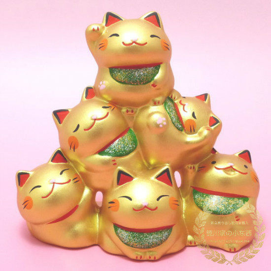Japanese traditional Japanese style ceramic six-body conjoined lucky cat good luck lucky health and safety ornaments