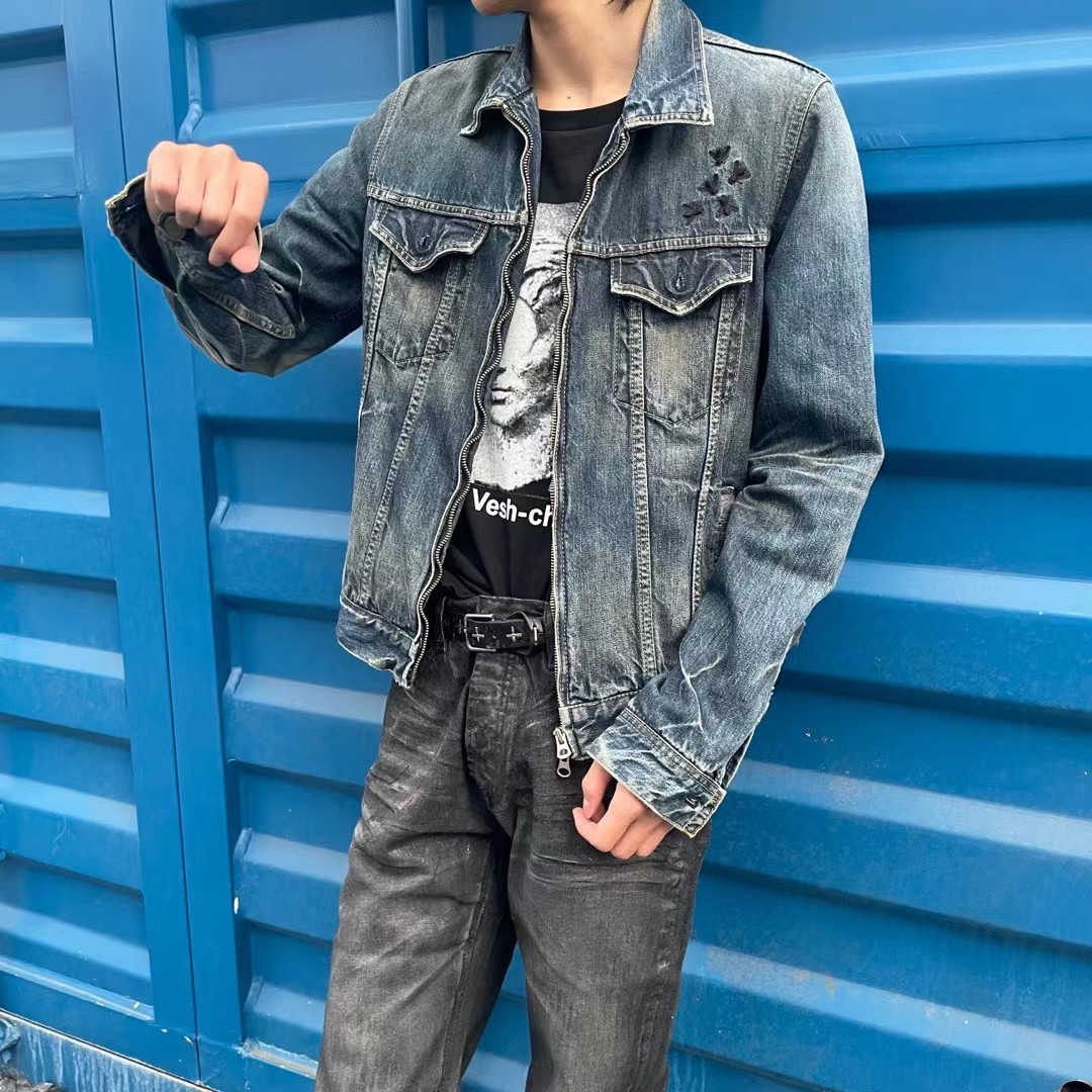 Undercover 06 aw insect embroidered denim jacket: a cropped