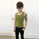 Vest ຜູ້ຊາຍ Slim Cotton Spiritual Guy 2024 Summer Korean Version breathable stretch Tight ຂະຫນາດນ້ອຍຜູ້ຊາຍ undershirt ສີຂາວ